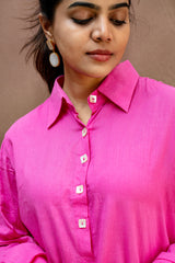 Vibrant Candy Pink Cotton Co-Ord Set