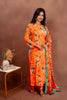 Orange Floral Kurtha Set with Dupatta