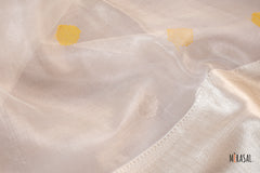 Ivory Soft Tissue Saree with Gold Butta Motifs and Subtle Zari Border