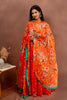 Orange Floral Georgette Anarkali with Dupatta