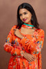 Orange Floral Georgette Anarkali with Dupatta