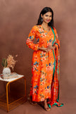Orange Floral Georgette Anarkali with Dupatta