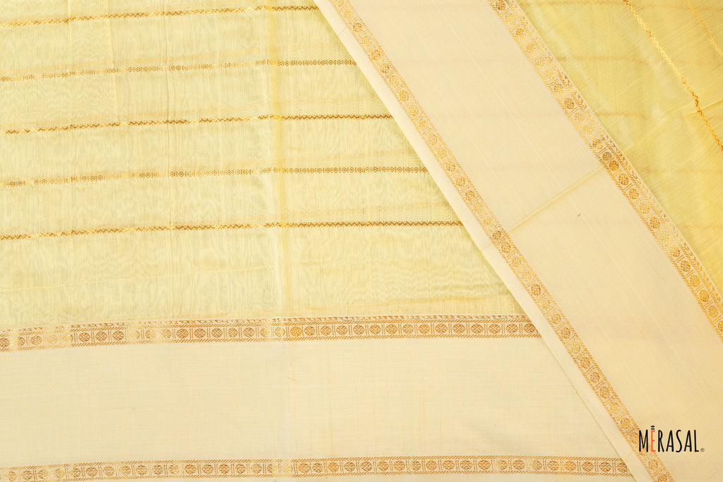 Sunlit Yellow Chettinad Cotton Saree with Subtle Checks & Traditional Border