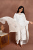 White Cotton Kurtha Set With Typography Print And Georgette Dupatta