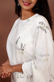 White Elemental Printed  Kurta Set With Dupatta