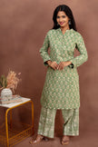 Light Green With Printed Cotton Kurta Set