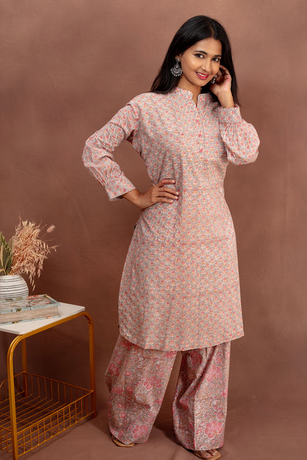 Pink Cotton Printed Co-ord Set