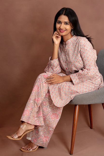 Pink Cotton Printed Co-ord Set