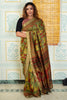 Traditional Olive Green & Maroon Maheshwari Silk Saree