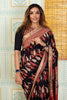 Elegant Black & Rust Maheswari Silk Saree