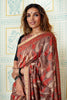 Earthy Brown with Abstract Leaf Motifs Maheswari Silk