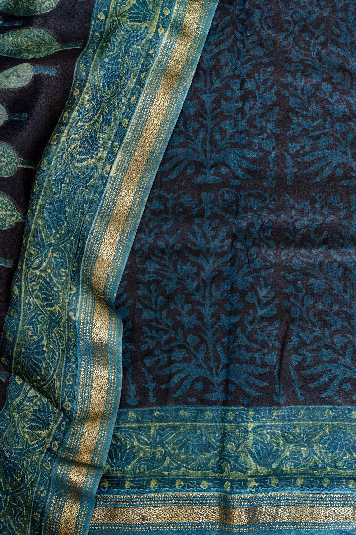 Elegant teal blue Maheswari silk saree