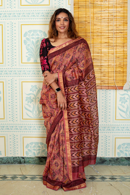 Rosewood Maheswari Silk Saree
