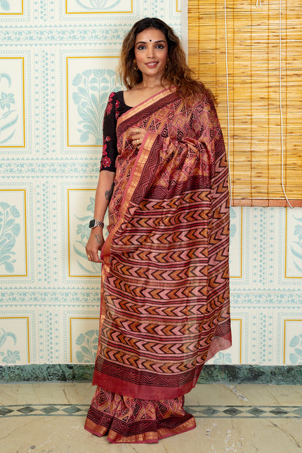 Rosewood Maheswari Silk Saree