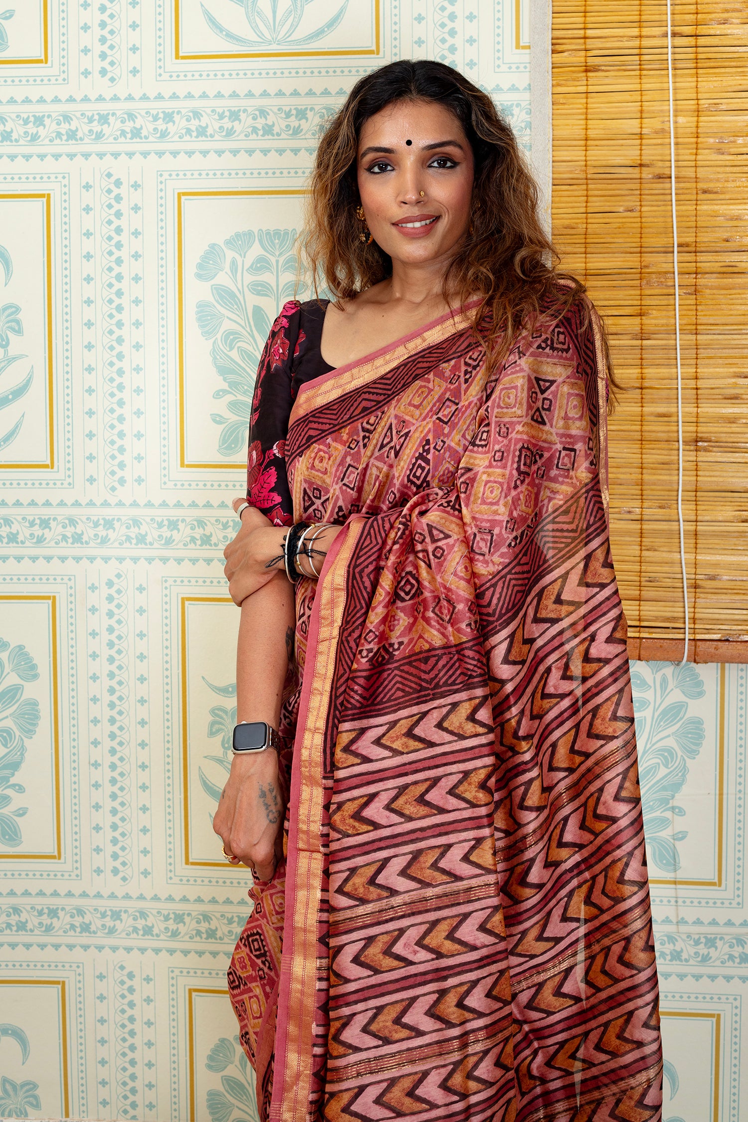 Rosewood Maheswari Silk Saree