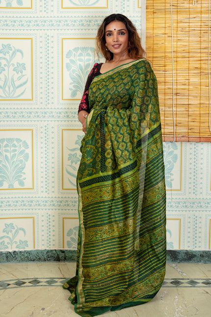 Royal Green Maheswari Silk Saree
