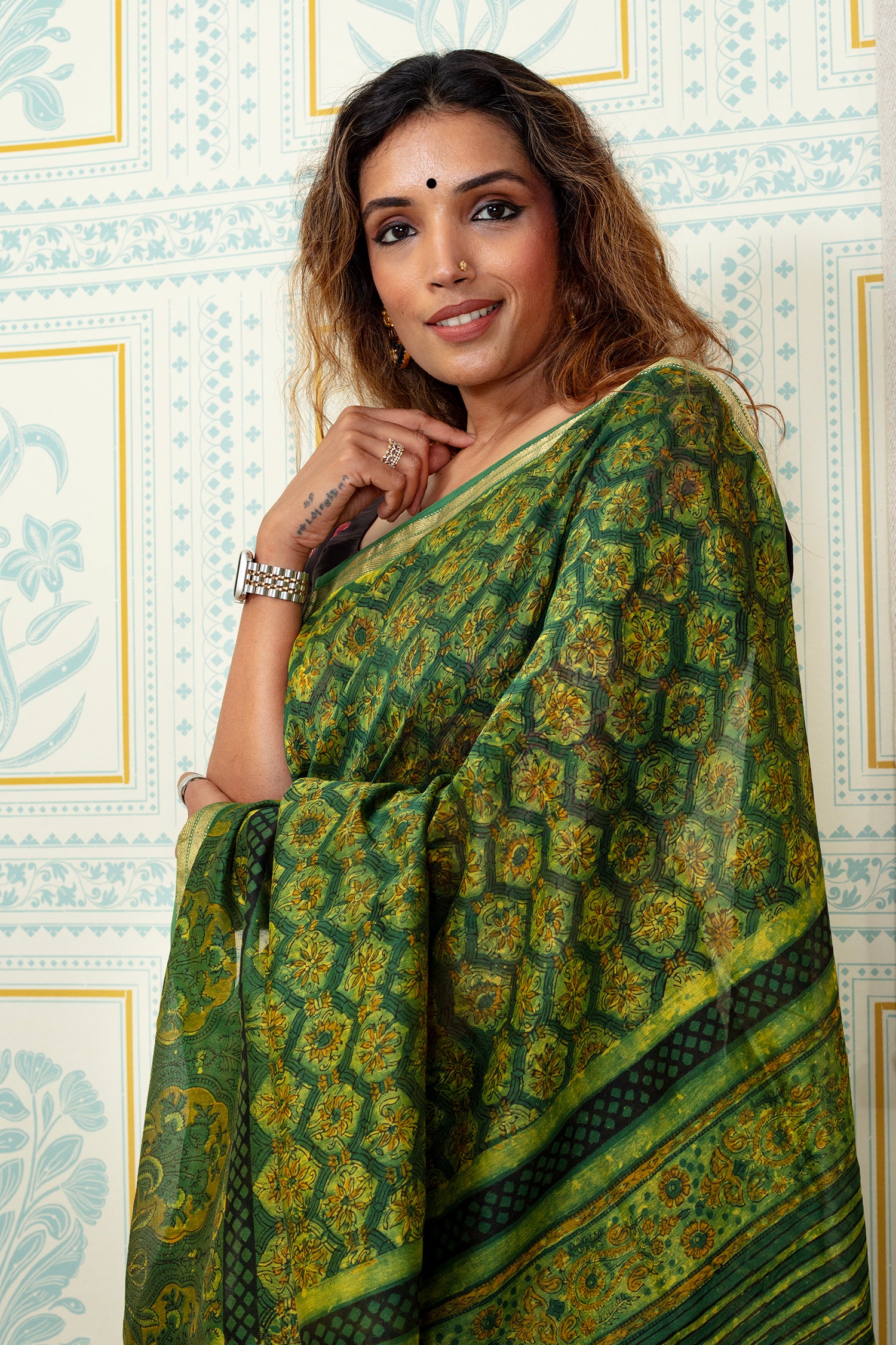 Royal Green Maheswari Silk Saree