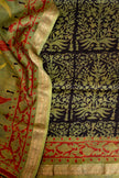Traditional Olive Green & Maroon Maheshwari Silk Saree