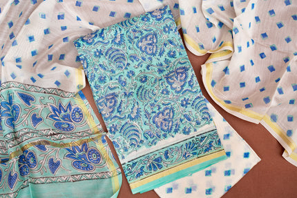 Elegant Chanderi Salwar Sky Blue Suit - Top , Bottom & Dupatta