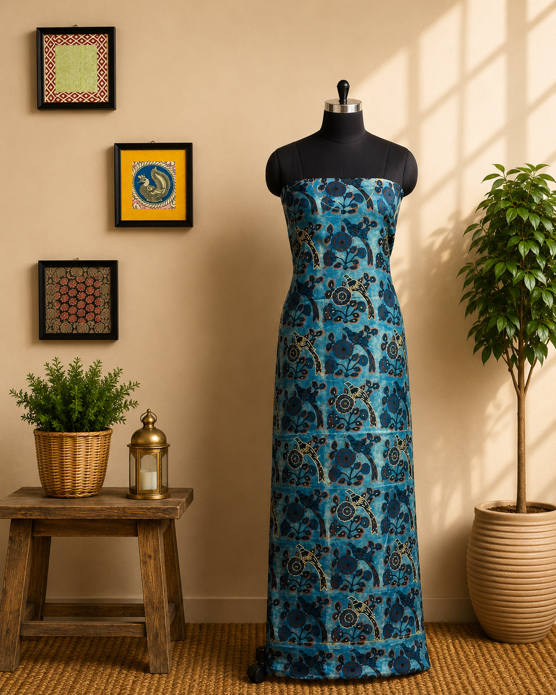 Ocean Muse Teal Kalamkari Salwar Material