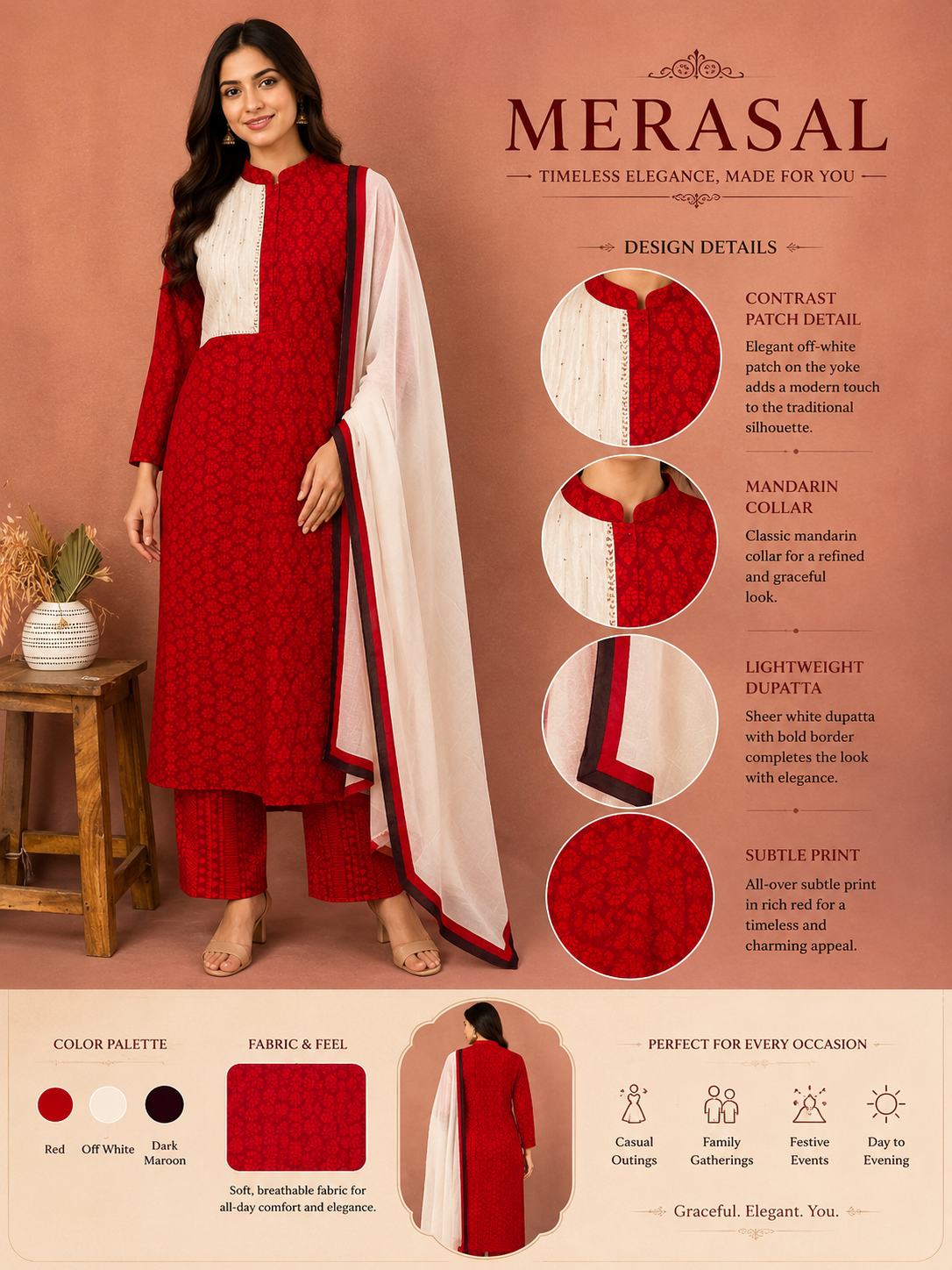 Crimson Grace – Slit Open Anarkali Set