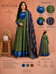 Indigo & Olive Earthsong: Hand Block Printed Flared Anarkali Set