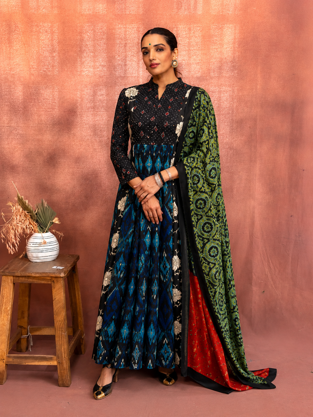 Midnight Meadow Modal Slit-Open Kurta Set