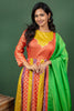 Multicolour Cotton Silk Jacquard Anarkali with Georgette Dupatta