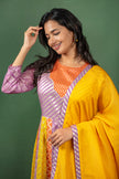 Multicolour Cotton Silk Jacquard Anarkali with Georgette Dupatta