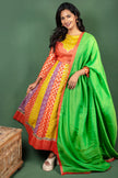 Multicolour Cotton Silk Jacquard Anarkali with Georgette Dupatta