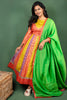 Multicolour Cotton Silk Jacquard Anarkali with Georgette Dupatta