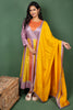 Multicolour Cotton Silk Jacquard Anarkali with Georgette Dupatta