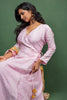 Pink Angrakha Dress with Sequin Embroidered Buttas with Floral Georgette Satin Dupatta