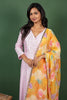 Pink Angrakha Dress with Sequin Embroidered Buttas with Floral Georgette Satin Dupatta