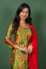 Green Silk Straight Kurtha with Georgette Dupatta