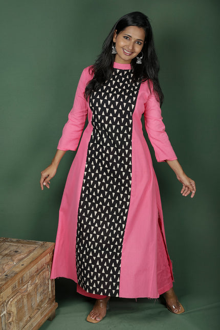 Pink Cotton Closed Collar (Co-ord Set)