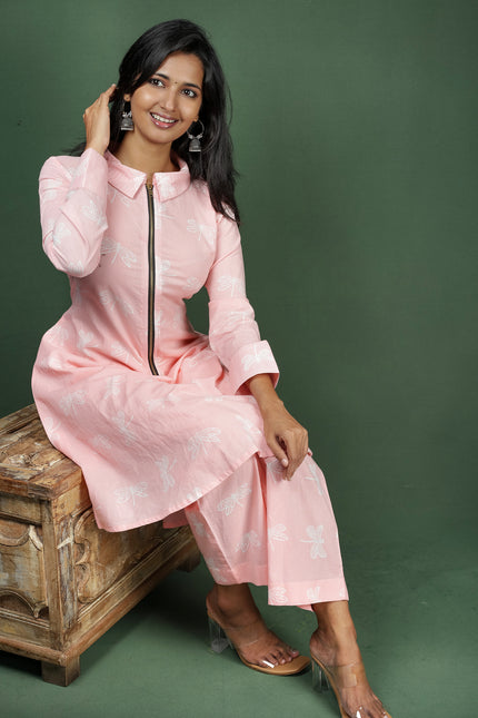 Pink Collared Cotton (Co-ord Set)