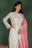 Off-White Chanderi Kurta With Tissue Dupatta