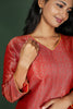 Red Semi Brocade Kurta
