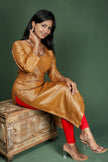 Mustard Semi Brocade Kurta