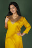 Mustard Modal Satin Kurta with Metal Embroidery
