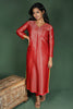 Red Semi Brocade Kurta
