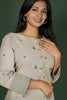 Cream & Green Cotton Printed Kurta with Striped Pant (Co-Ords)