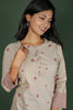 Cream Cotton Printed Kurta with Striped Pant (Co-Ords)