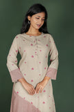 Cream Cotton Printed Kurta with Striped Pant (Co-Ords)