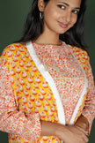 Orange Cotton Printed Top & Jacket