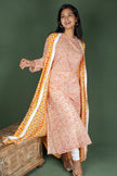 Orange Cotton Printed Top & Jacket