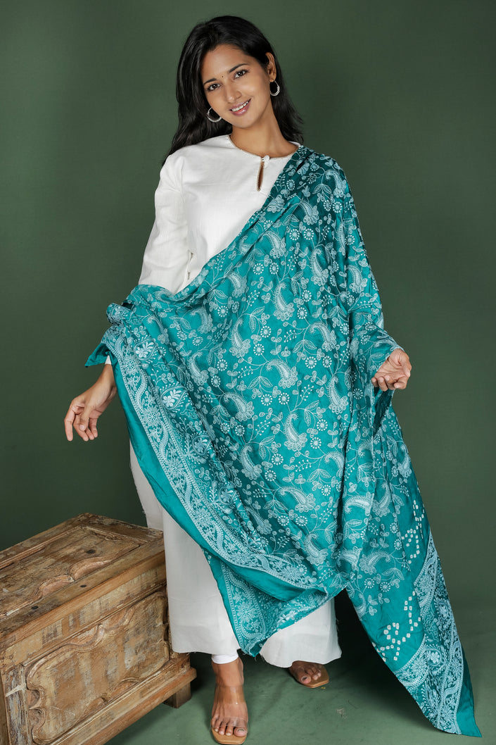 White Cotton Kurta with Phulkari Dupatta