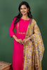 Pink Cotton Kurtha with Cotton Block Print Dupatta