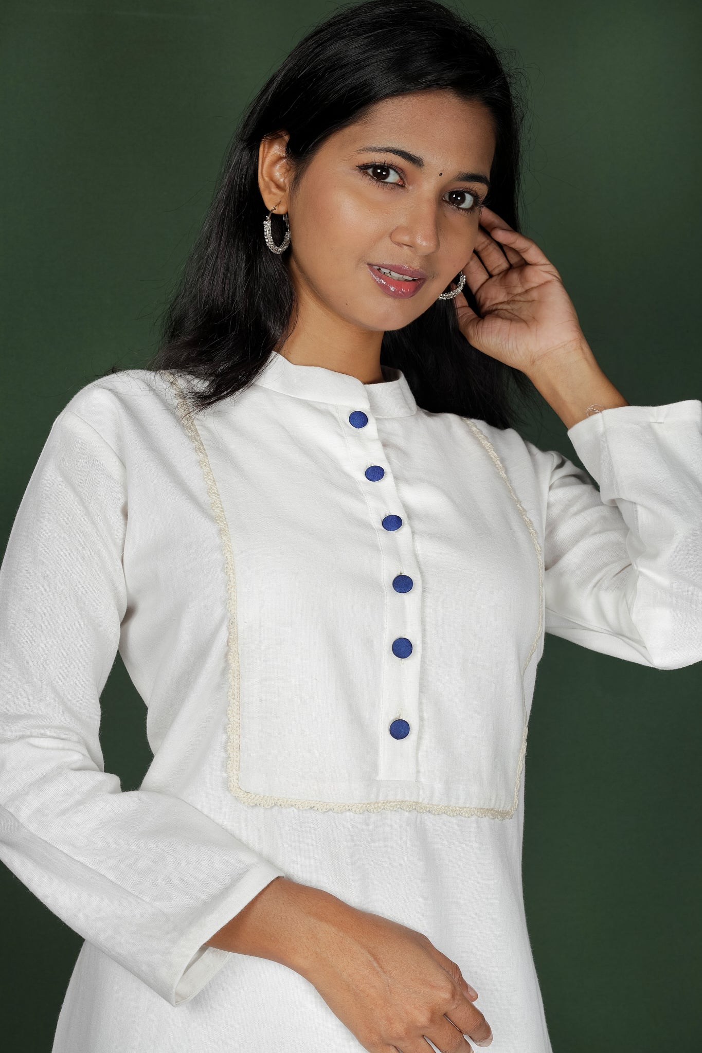 White Cotton Kurta with Bandhani Dupatta